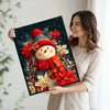 Christmas Snowman Poinsettia Framed Wall Art Vibrant Winter Floral Holiday Print