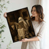 Vintage Funny Ghost Reading Newspaper On Toilet Halloween Framed Wall Art Print