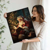 Vintage Santa Reading Book Framed Wall Art Classic Oil Painting Christmas Print