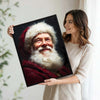 Vintage Santa Portrait Framed Wall Art Oil Painting Christmas Print