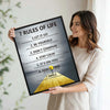 Inspirational 7 Rules of Life Canvas Wall Art, Calm Nature Pier Background Motivational Framed Print for Bedroom Study