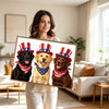 Patriotic Three Labrador Retrievers Canvas Wall Art, 4th of July USA Hat Bandana Dog Canvas Print, Red White Blue Independence Day Farmhouse Decor