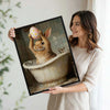 Easter Bunny Bathtub Holding Pink Egg Bathroom Canvas Wall Art