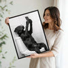 Funny Black Dog Selfie On Toilet Canvas Wall Art Cute Bathroom Decor