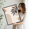 Set of 3 Neutral Boho Abstract Geometric Palm Leaf Framed Wall Art Prints