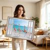 Tropical Flamingo Beach Faux Window View Wall Art