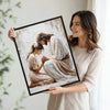 Inspirational Prayer Canvas Wall Art, Jesus Kneeling With Praying Woman Neutral Palette Impasto Religious Poster