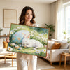 Sleeping White Bunny Easter Canvas Wall Art