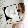2 Piece Modern 3D Shadow Geometric Canvas Prints White Black Gold Cube Circle Shape Contemporary Minimalist Wall Art