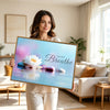 Serene Lotus Zen Canvas Poster, Soft Pastel Water Reflection Motivational Quote Artwork for Yoga Room Bathroom Office Decor