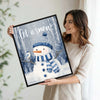 Let It Snow Snowman Framed Wall Art Blue White Christmas Winter Farmhouse Print