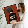 Boho Terracotta Woman Silhouette Canvas Poster, Bold Afro Hairstyle Modern Artwork for Office Gallery Wall Decor