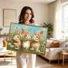 Three Bunnies Daisy Meadow Canvas Art | Cute Rabbit Family Wall Decor