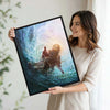 Inspirational Jesus Reaching Hand Wall Print, Christ Saving In Storm Waves Faith‑Based Christian Canvas Decor