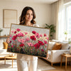 Vibrant Poppy Field Framed Wall Art, Impressionist Floral Canvas Print