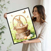 Watercolor Bunny Basket Easter Eggs Butterfly Tree Stump Canvas Wall Art