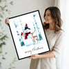 Merry Christmas Snowman Deer Cardinal Framed Wall Art Christmas Decoration