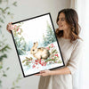Winter Bunny Framed Wall Art Watercolor Snow Forest Rabbit Christmas Farmhouse Print