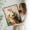 Bunny in Terracotta Pot Wildflowers Easter Egg Canvas Wall Art