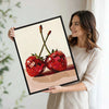 Valentine Disco Strawberry Canvas Wall Art, Retro Funky Red Disco Berry Framed Canvas Print, Romantic Trendy Kitchen Bedroom Aesthetic Wall Decor
