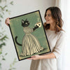 Vintage Black Cat Coffee Cup Canvas Wall Art