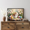 Easter Bunny Canvas Wall Art, Cute Rabbit and Easter Eggs Painting Prints, Vintage Farmhouse Spring Animal Picture, Modern Framed Easter Wall Decor for Bedroom, Living Room, Bathroom, Office
