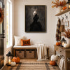 Elegant Victorian Bunny Lady Gothic Canvas Print Dark Moody Wall Art Halloween Gothic Bedroom Decor