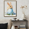 Bunny Leaning on Blue Easter Egg Forget-Me-Not Flowers Canvas Wall Art