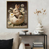 Baby Rabbit Easter Egg Shell Daisies Dandelions Canvas Wall Art