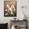Three Bunnies Floral Meadow Canvas Art