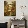 Classical Painting Style Jesus Walking With Sheep On Floral Path Framed Canvas Wall Art, Inspirational Religious Farmhouse Decor