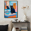 Wash Your Paws Black Cat Bathroom Canvas Wall Art