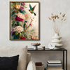 Floral Hummingbird Canvas Wall Art, Vibrant Roses and Hummingbirds Watercolor Style Botanical Poster