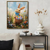 Easter Bunny Blue Bow Holding Egg Basket Wildflower Canvas Wall Art