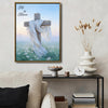He Is Risen Wooden Cross White Cloth Easter Canvas Wall Art