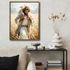 Inspirational Jesus The Good Shepherd Wall Print, Jesus Holding Lamb On Shoulders Farm Field Christian Canvas Decor