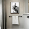 Black White Otter With Toilet Paper Roll Hat Canvas Wall Art Funny Animal Bathroom Restroom Wall Decor