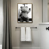 Funny Teddy Bear Wine Urinal Canvas Wall Art Black White Masculine Bathroom Decor