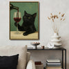 Black Cat Red Wine Glass Canvas Wall Art