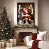 Funny Santa On Toilet With Toilet Paper Framed Wall Art Christmas Decoration