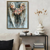 Romantic Flower Angel Wings Wall Print, Antique Floral Angel Wing Canvas for Living Room Bedroom Farmhouse Decor