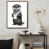 Whimsical Otter Bathroom Poster, Cute Otter Holding Toilet Paper Sketch Print, Humorous Restroom Wall Art for Animal Lovers