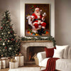Funny Santa On Toilet Framed Wall Art Christmas Bathroom Decoration