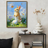 Golden Bunny Easter Egg Bluebell Flowers Butterflies Canvas Wall Art