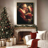 Romantic Santa & Mrs Claus Framed Canvas Wall Art, Christmas Farmhouse Decor