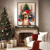 Christmas Reindeer Santa Hat Framed Wall Art Christmas Decoration