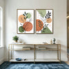 Set of 2 Sage Terracotta Line Leaf Boho Botanical Canvas Wall Art