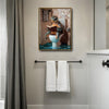Sea Turtle Reading Book On Toilet Canvas Wall Art Funny Rustic Nautical Bathroom Wall Decor