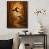 Vintage Ghost Witch Hat Broom Fall Forest Halloween Framed Wall Art Print