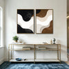 Set of 2 Neutral Brown Black Beige Wavy Abstract Canvas Wall Art Textured Curved Shape Boho Minimalist Framed Wall Decor Living Room Bedroom